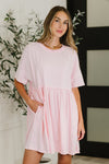 Hazel Blues® |  PREORDER: Relaxed Drop Shoulder Dress in Light Pink
