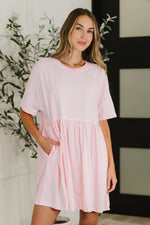 Hazel Blues® |  PREORDER: Relaxed Drop Shoulder Dress in Light Pink