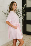 Hazel Blues® |  PREORDER: Relaxed Drop Shoulder Dress in Light Pink