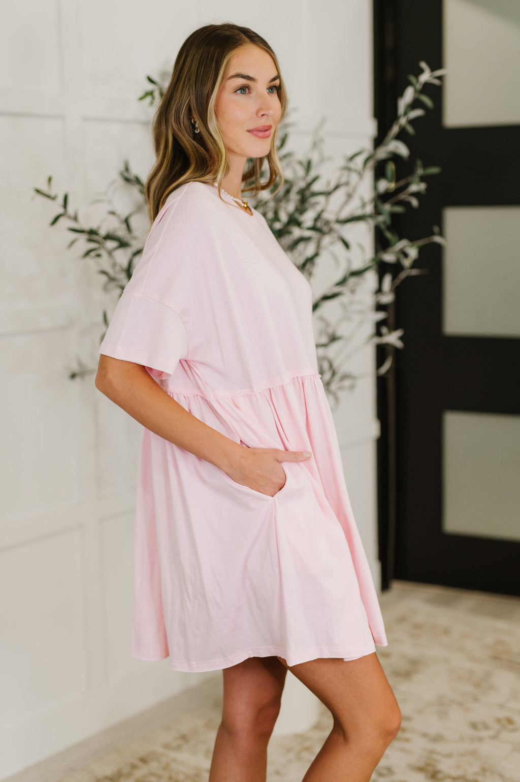 Hazel Blues® |  PREORDER: Relaxed Drop Shoulder Dress in Light Pink