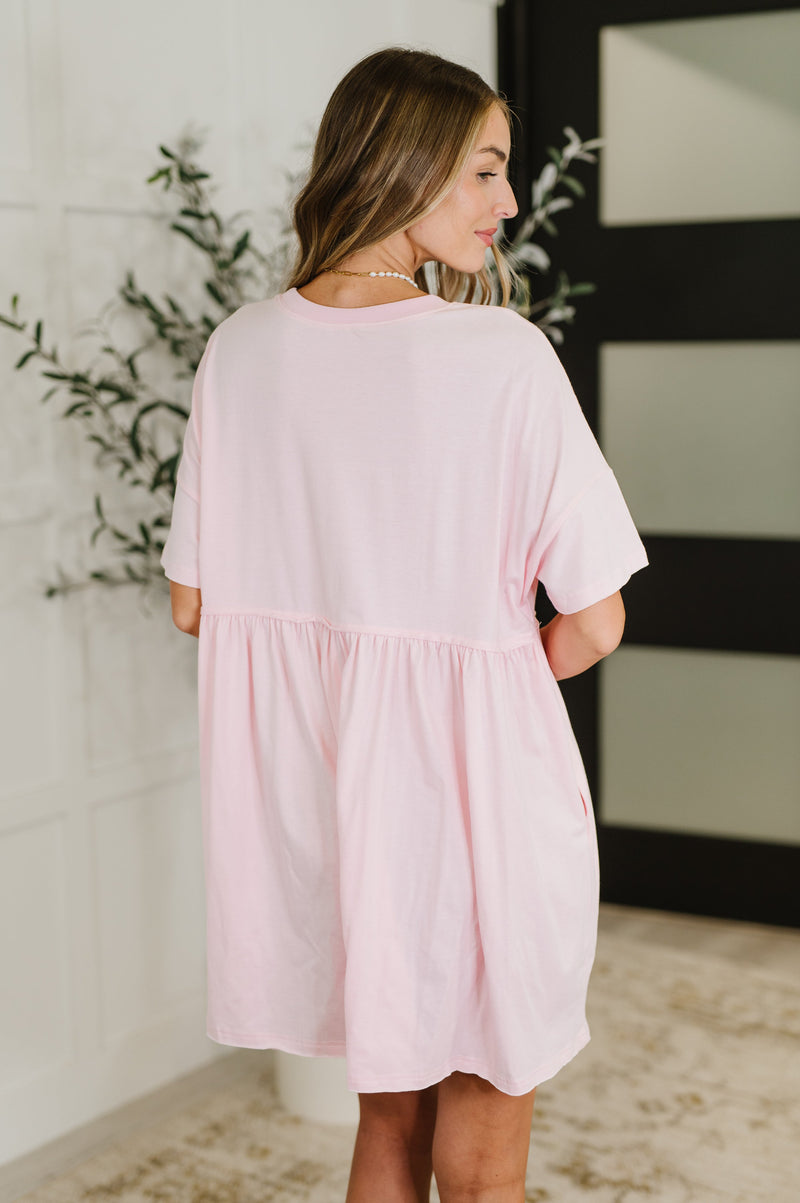 Hazel Blues® |  PREORDER: Relaxed Drop Shoulder Dress in Light Pink