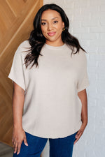 Hazel Blues® |  Relaxing Away Dolman Sleeve Knit Top in Taupe