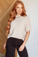 Hazel Blues® |  Relaxing Away Dolman Sleeve Knit Top in Taupe