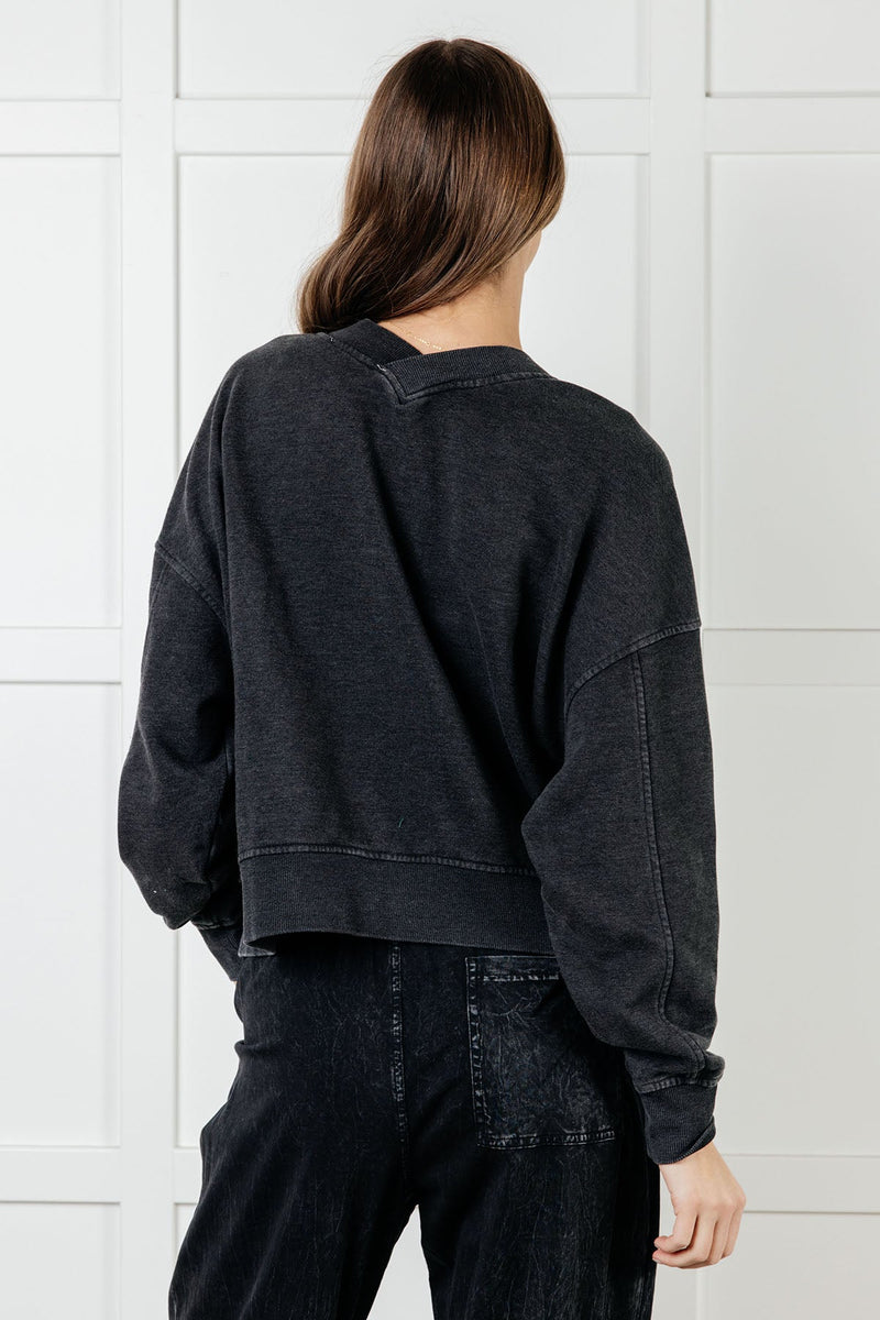 Hazel Blues® |  Rep Ready Mineral Wash French Terry Pullover in Black