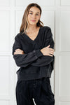 Hazel Blues® |  Rep Ready Mineral Wash French Terry Pullover in Black