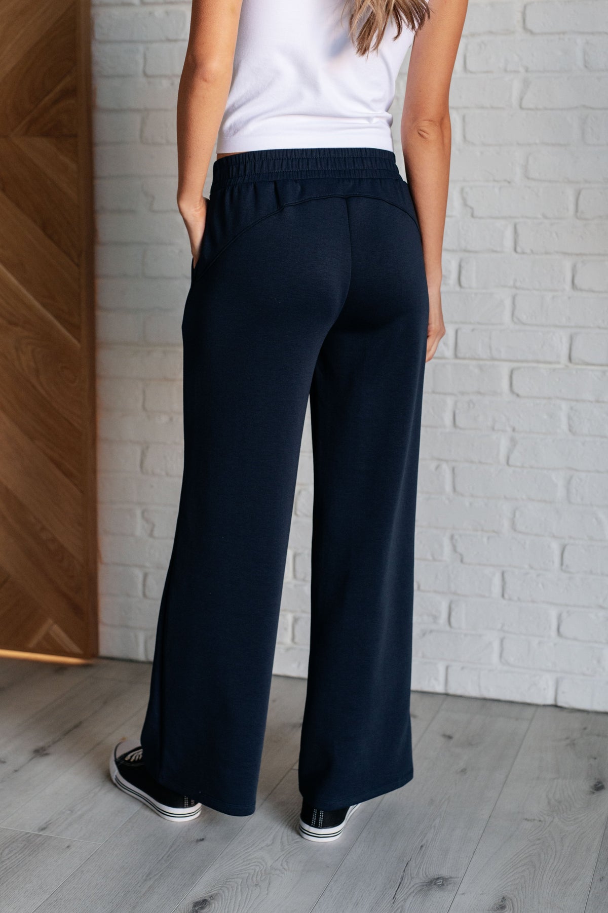 Hazel Blues® |  Resort Travel Wide Leg Crop Pant in  Navy