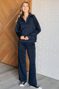 Hazel Blues® |  Resort Travel Wide Leg Crop Pant in  Navy