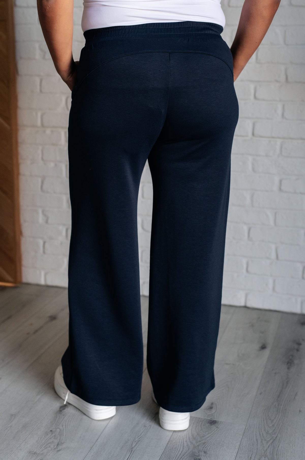 Hazel Blues® |  Resort Travel Wide Leg Crop Pant in  Navy