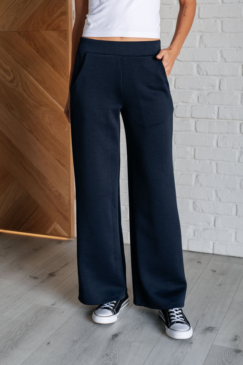 Hazel Blues® |  Resort Travel Wide Leg Crop Pant in  Navy