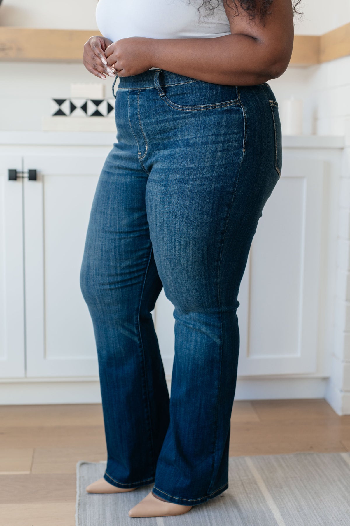 Hazel Blues® |  Ricki High Rise Pull On Slim Bootcut Jeans