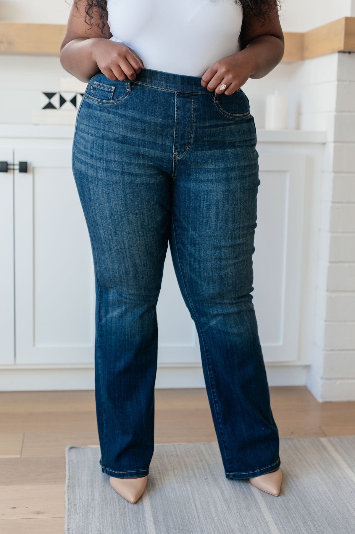 Hazel Blues® |  Ricki High Rise Pull On Slim Bootcut Jeans