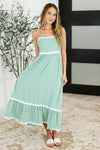 Hazel Blues® |  Ripple Effect Spaghetti Strap Dress in Sage