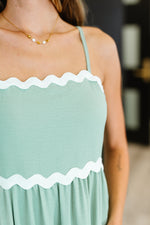 Hazel Blues® |  Ripple Effect Spaghetti Strap Dress in Sage