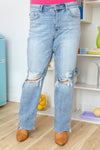 Hazel Blues® |  Rose High Rise 90's Straight Jeans in Light Wash
