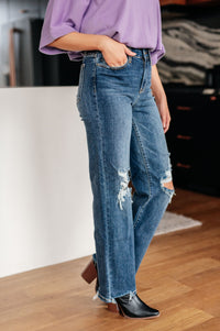 Hazel Blues® |  Rose High Rise 90's Straight Jeans in Dark Wash