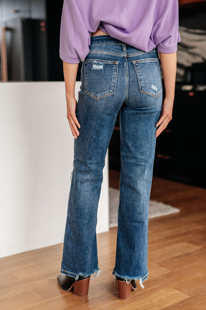 Hazel Blues® |  Rose High Rise 90's Straight Jeans in Dark Wash