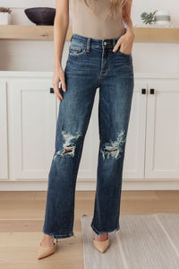 Hazel Blues® |  Rose High Rise 90's Straight Jeans in Dark Wash