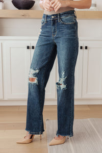 Hazel Blues® |  Rose High Rise 90's Straight Jeans in Dark Wash