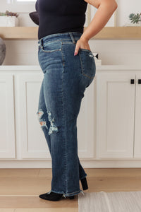 Hazel Blues® |  Rose High Rise 90's Straight Jeans in Dark Wash