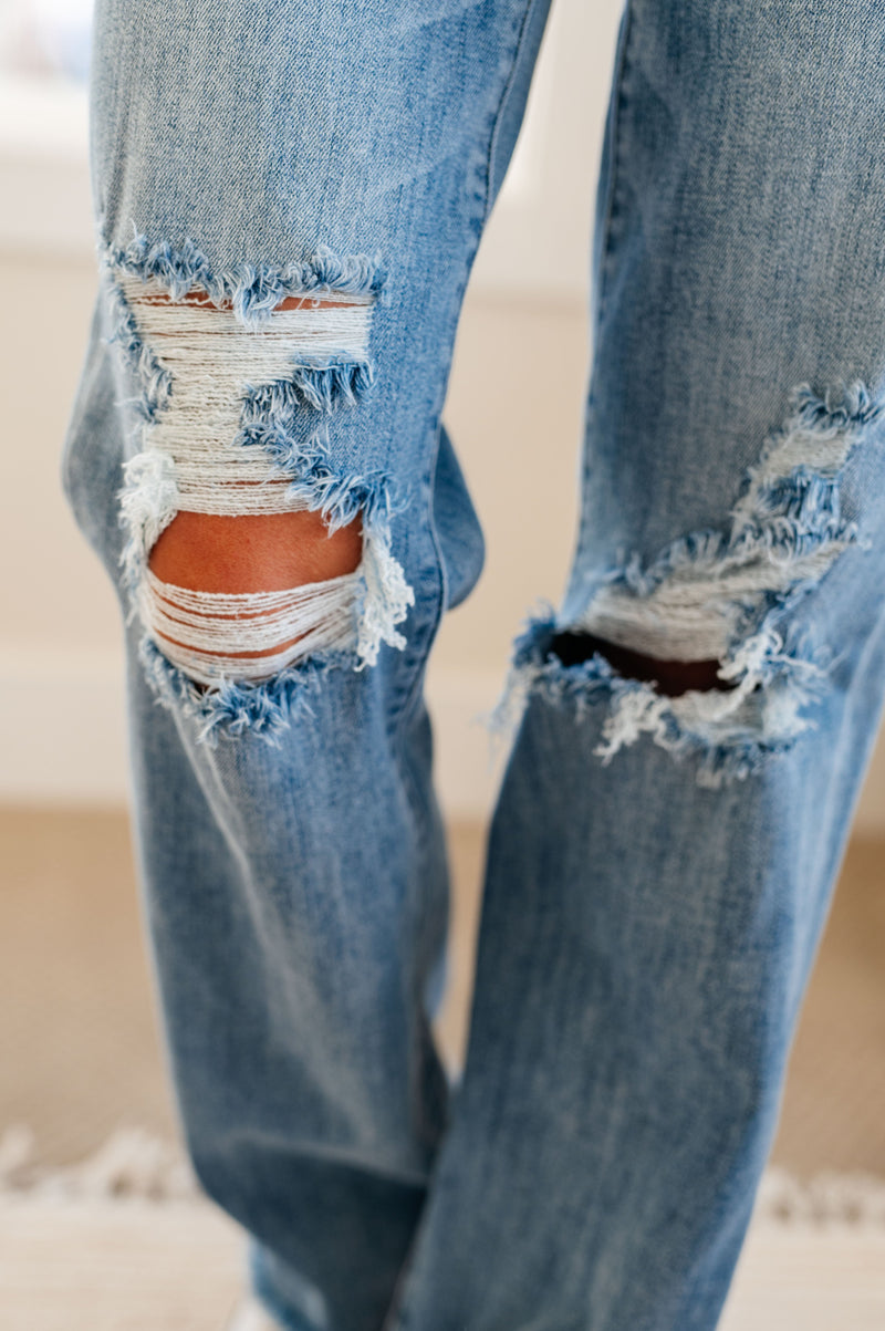 Hazel Blues® |  Rose High Rise 90's Straight Jeans in Light Wash