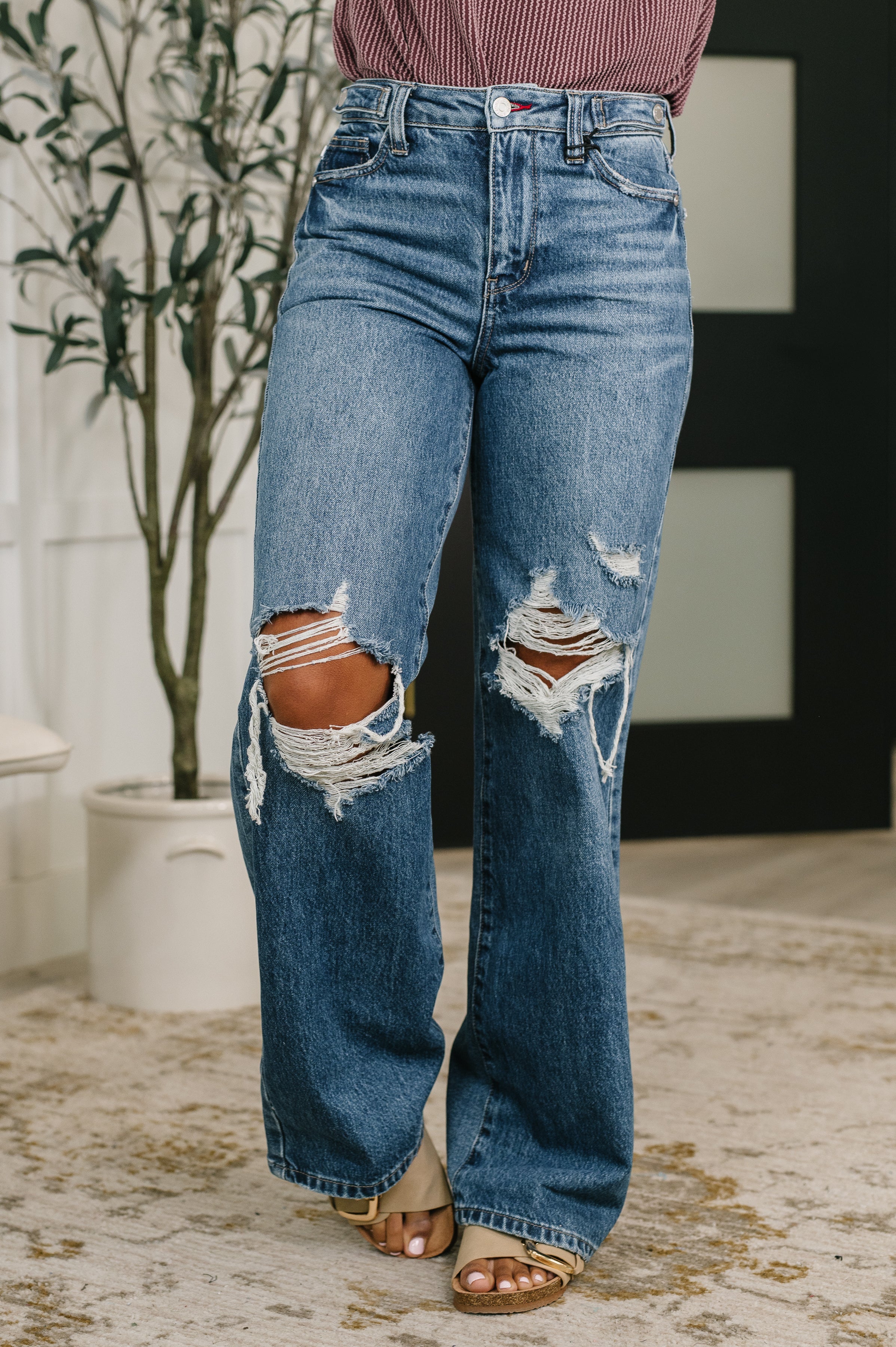 Hazel Blues® | Zenana High Rise Barrel-Leg Cropped Jeans