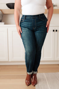 Hazel Blues® |  Rowena High Rise Pull On Double Cuff Slim Jeans