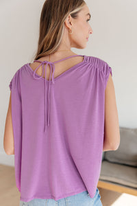 Hazel Blues® |  Ruched Cap Sleeve Top in Lavender