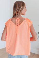 Hazel Blues® |  Ruched Cap Sleeve Top in Neon Orange