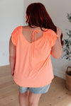 Hazel Blues® |  Ruched Cap Sleeve Top in Neon Orange