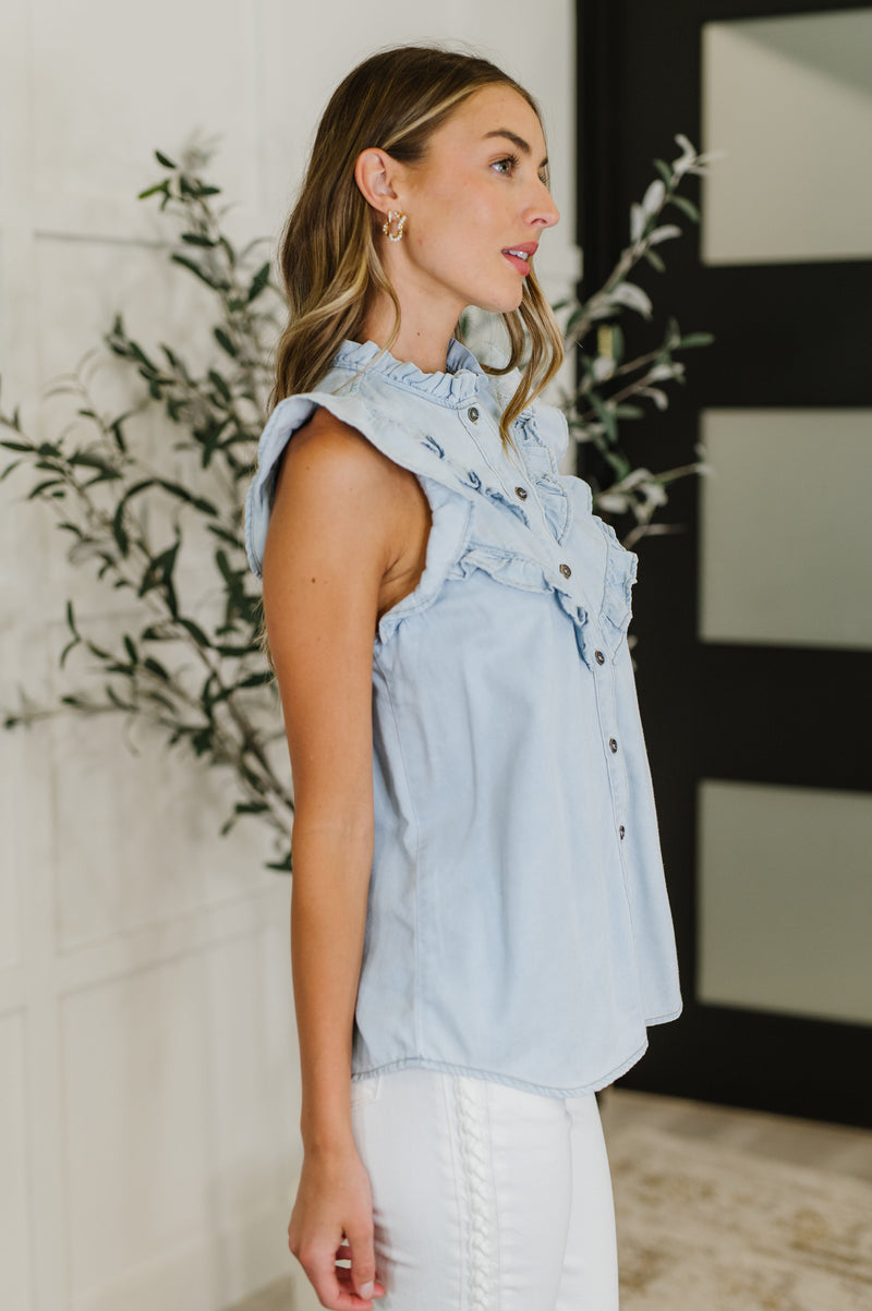 Hazel Blues® |  PREORDER: Ruffle Detailed Flutter Sleeve Top