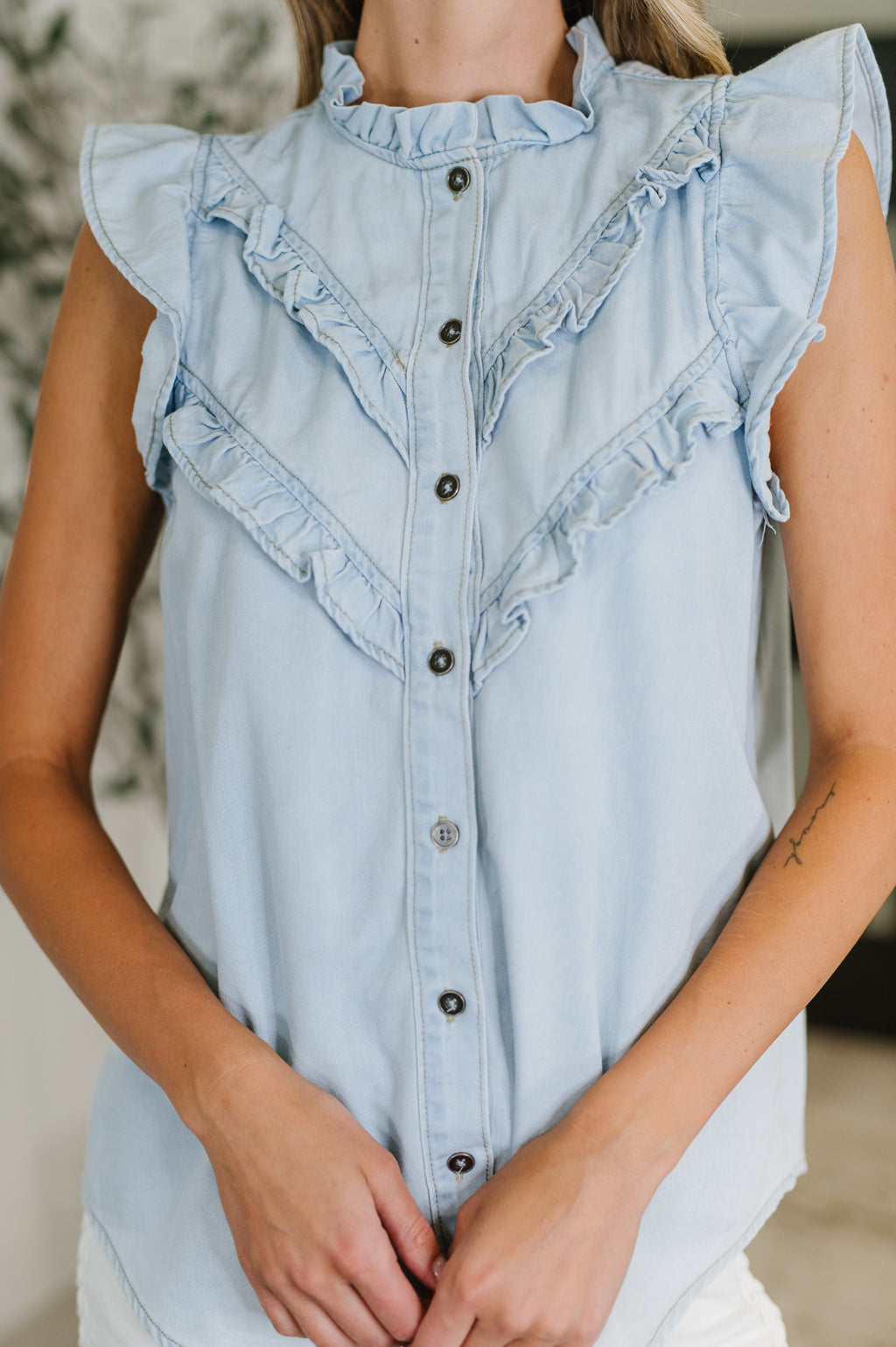 Hazel Blues® |  PREORDER: Ruffle Detailed Flutter Sleeve Top