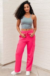 Hazel Blues® |  Run, Don't Walk Cargo Sweatpants in Flamingo Pink