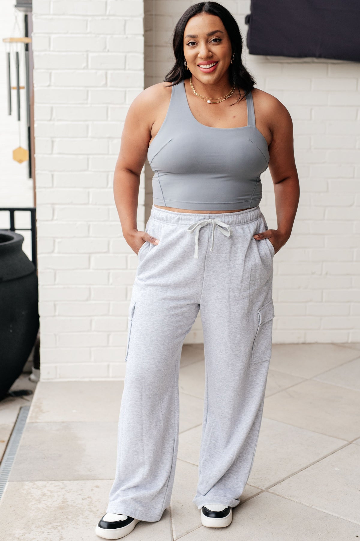 Hazel Blues® |  Doing it For Me Asymmetrical Tank in Rhino Grey