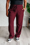 Hazel Blues® |  Runner's High Drawstring Joggers in Red Merlot