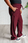 Hazel Blues® |  Runner's High Drawstring Joggers in Red Merlot