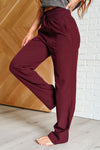 Hazel Blues® |  Runner's High Drawstring Joggers in Red Merlot