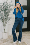 Running Late Hooded Long Sleeve in Light Navy