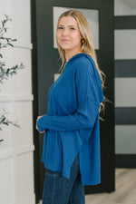 Running Late Hooded Long Sleeve in Light Navy