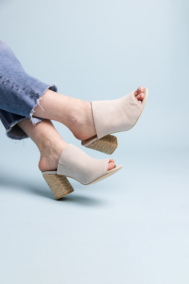 Hazel Blues® |  Helena Heeled Sandal in Blush Suede