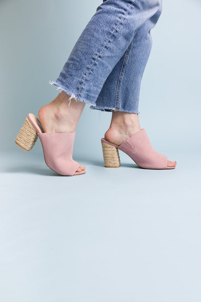 Hazel Blues® |  Helena Heeled Sandal in Blush Suede