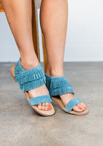 Hazel Blues® |  Fringe Star Sandal in Teal