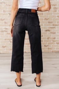 Hazel Blues® |  Ryan High Rise Button Fly Wide Leg Crop Jeans