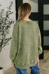 Hazel Blues® |  Safe and Secure Mineral Wash Pullover in Light Olive