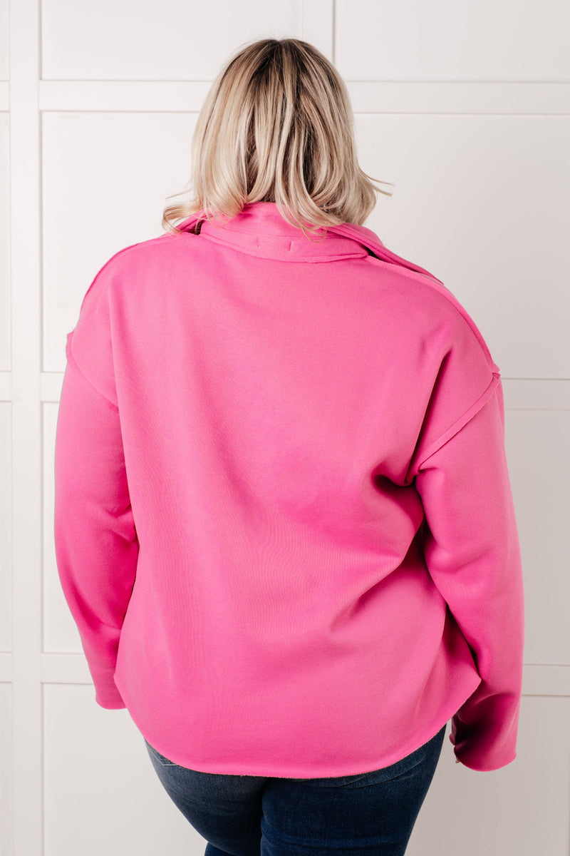 Hazel Blues® |  Same Ol' Situation Collared Pullover in Hot Pink