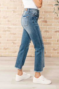 Hazel Blues® |  Sammy High Waist Distressed Crop Straight Leg Jeans