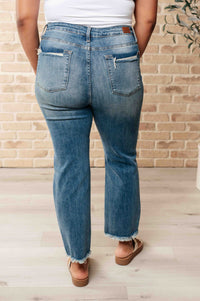 Hazel Blues® |  Sammy High Waist Distressed Crop Straight Leg Jeans