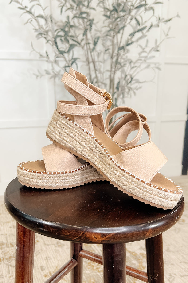 Hazel Blues® |  Sandy Heights Platform Sandals in Blush