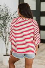 Hazel Blues® |  Sass in Session Relaxed Top in Cream Red