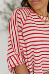 Hazel Blues® |  Sass in Session Relaxed Top in Cream Red