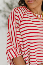 Hazel Blues® |  Sass in Session Relaxed Top in Cream Red
